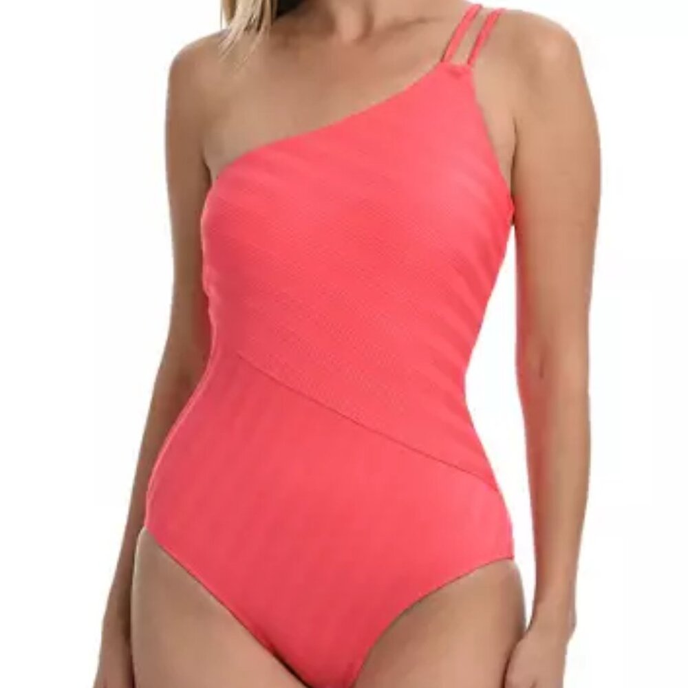 La Blanca Linea Costa One-Shoulder One-Piece Swimsuit Coral Sun